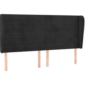 vidaXL Tête de lit avec oreilles Noir 163x23x118/128 cm Velours pas cher