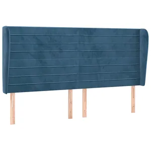 vidaXL Tête de lit avec oreilles Bleu foncé 163x23x118/128 cm Velours pas cher
