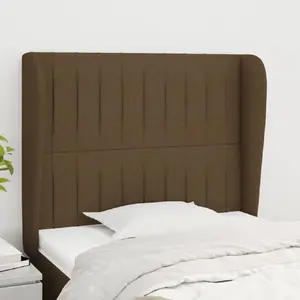 vidaXL Tête de lit avec oreilles Marron foncé 103x23x118/128 cm Tissu pas cher