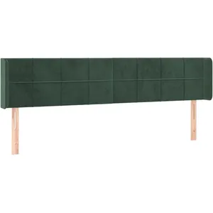 vidaXL Tête de lit avec oreilles Vert foncé 163x16x78/88 cm Velours pas cher