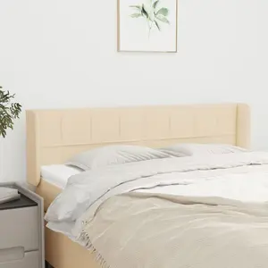 vidaXL Tête de lit avec oreilles Crème 147x16x78/88 cm Tissu pas cher