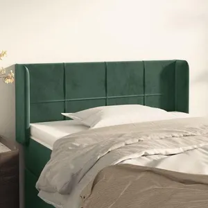 vidaXL Tête de lit avec oreilles Vert foncé 103x16x78/88 cm Velours pas cher