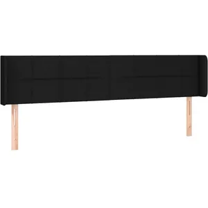 vidaXL Tête de lit avec oreilles Noir 163x16x78/88 cm Tissu pas cher