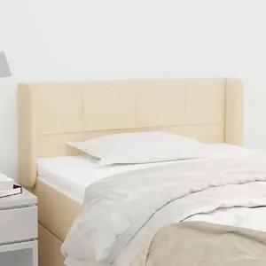 vidaXL Tête de lit avec oreilles Crème 93x16x78/88 cm Tissu pas cher