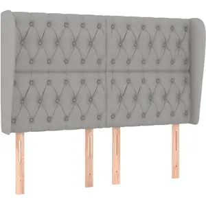 vidaXL Tête de lit avec oreilles Gris clair 163x23x118/128 cm Tissu pas cher