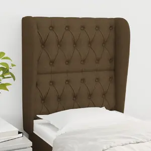 vidaXL Tête de lit avec oreilles Marron foncé 83x23x118/128 cm Tissu pas cher
