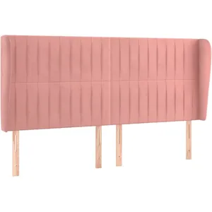 vidaXL Tête de lit avec oreilles Rose 203x23x118/128 cm Velours pas cher