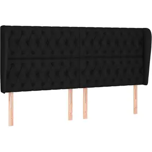 vidaXL Tête de lit avec oreilles Noir 183x23x118/128 cm Tissu pas cher