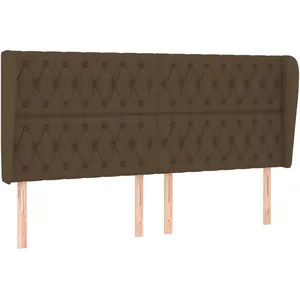 Comparateur de prix : vidaXL Tête de lit avec oreilles Marron foncé 183x23x118/128 cm Tissu