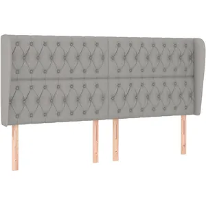 vidaXL Tête de lit avec oreilles Gris clair 203x23x118/128 cm Tissu pas cher