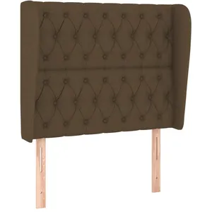 vidaXL Tête de lit avec oreilles Marron foncé 103x23x118/128 cm Tissu pas cher