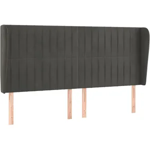 vidaXL Tête de lit avec oreilles Gris foncé 183x23x118/128 cm Velours pas cher