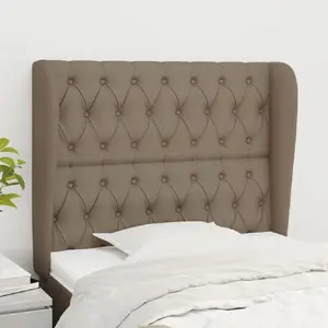 vidaXL Tête de lit avec oreilles Taupe 103x23x118/128 cm Tissu pas cher