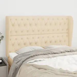 vidaXL Tête de lit avec oreilles Crème 147x23x118/128 cm Tissu pas cher