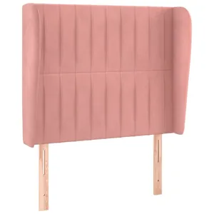 vidaXL Tête de lit avec oreilles Rose 103x23x118/128 cm Velours pas cher