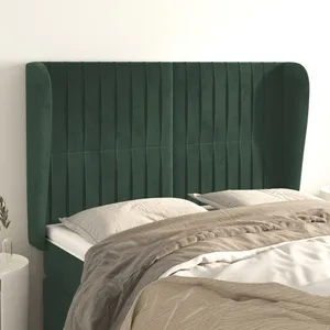 vidaXL Tête de lit avec oreilles Vert foncé 147x23x118/128 cm Velours pas cher