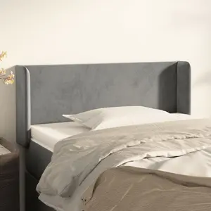 vidaXL Tête de lit avec oreilles Gris clair 83x16x78/88 cm Velours pas cher