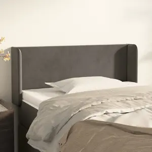 vidaXL Tête de lit avec oreilles Gris foncé 83x16x78/88 cm Velours pas cher