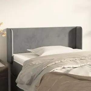 vidaXL Tête de lit avec oreilles Gris clair 93x16x78/88 cm Velours pas cher