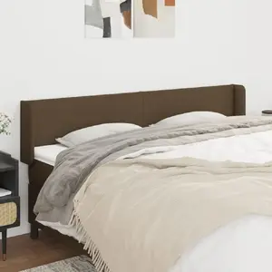 vidaXL Tête de lit avec oreilles Marron Foncé 163x16x78/88 cm Tissu pas cher