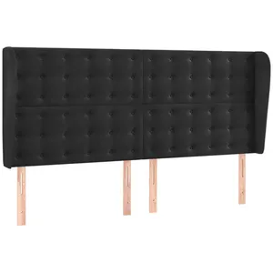 vidaXL Tête de lit avec oreilles Noir 203x23x118/128 cm Velours pas cher