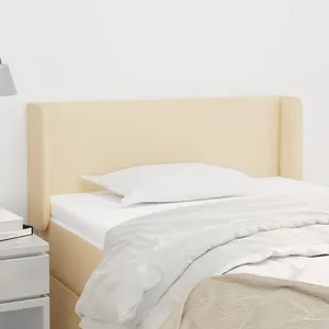 vidaXL Tête de lit avec oreilles Crème 103x16x78/88 cm Tissu pas cher