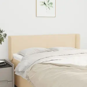 vidaXL Tête de lit avec oreilles Crème 147x16x78/88 cm Tissu pas cher