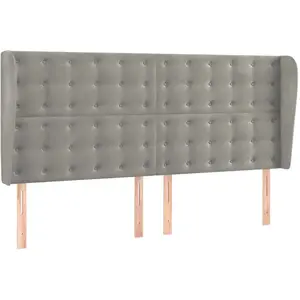 vidaXL Tête de lit avec oreilles Gris clair 163x23x118/128 cm Velours pas cher