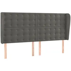 vidaXL Tête de lit avec oreilles Gris foncé 163x23x118/128 cm Velours pas cher