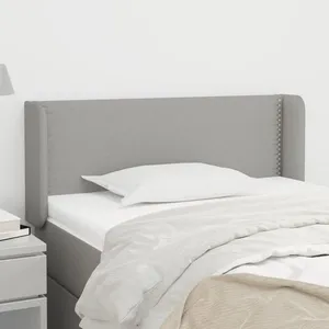 vidaXL Tête de lit avec oreilles Gris clair 93x16x78/88 cm Tissu pas cher