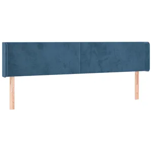 vidaXL Tête de lit avec oreilles Bleu foncé 163x16x78/88 cm Velours pas cher