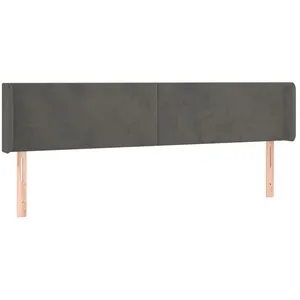 vidaXL Tête de lit avec oreilles Gris foncé 203x16x78/88 cm Velours pas cher