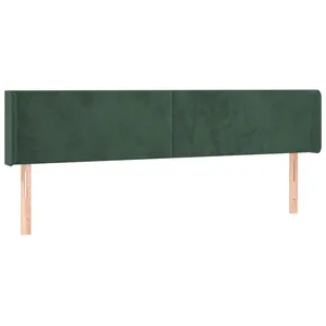 vidaXL Tête de lit avec oreilles Vert foncé 163x16x78/88 cm Velours pas cher
