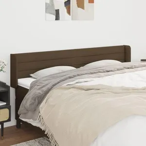 vidaXL Tête de lit avec oreilles Marron Foncé 203x16x78/88 cm Tissu pas cher