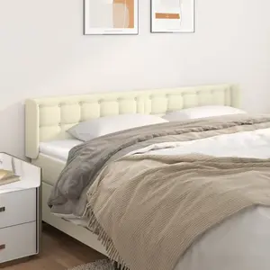 VidaXL Tête de lit avec oreilles Crème 203x16x78/88 cm Similicuir pas cher
