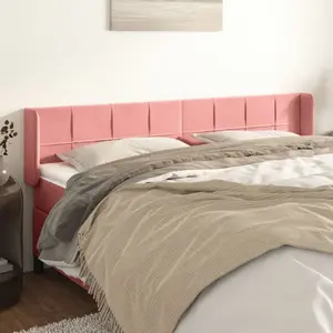 vidaXL Tête de lit avec oreilles Rose 203x16x78/88 cm Velours pas cher