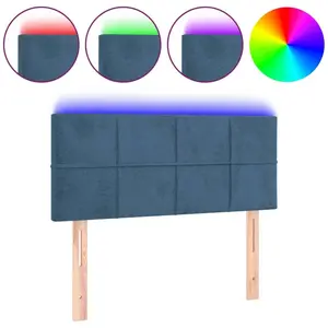 vidaXL Tête de lit à LED Bleu foncé 90x5x78/88 cm Velours pas cher
