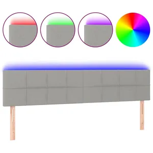 Comparateur de prix : vidaXL Tête de lit à LED Gris clair 160x5x78/88 cm Tissu