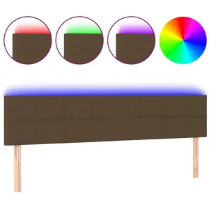 vidaXL Tête de lit à LED Marron Foncé 160x5x78/88 cm Tissu pas cher