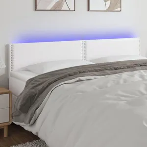 vidaXL Tête de lit à LED Blanc 200x5x78/88 cm Similicuir pas cher