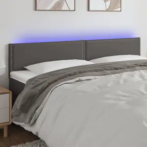 vidaXL Tête de lit à LED Gris 200x5x78/88 cm Similicuir pas cher