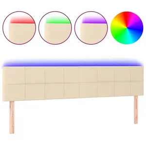 vidaXL Tête de lit à LED Crème 180x5x78/88 cm Tissu pas cher