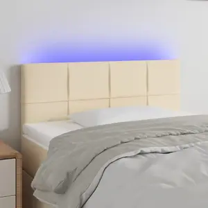 vidaXL Tête de lit à LED Crème 100x5x78/88 cm Tissu pas cher