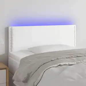 Comparateur de prix : vidaXL Tête de lit à LED Blanc 100x5x78/88 cm Similicuir