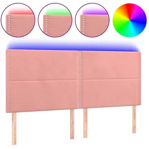 vidaXL Tête de lit à LED Rose 160x5x118/128 cm Velours pas cher