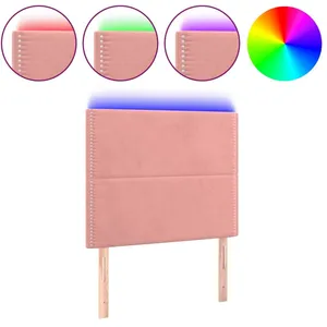 vidaXL Tête de lit à LED Rose 80x5x118/128 cm Velours pas cher