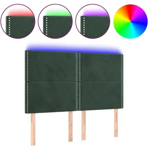 vidaXL Tête de lit à LED Vert foncé 144x5x118/128 cm Velours pas cher