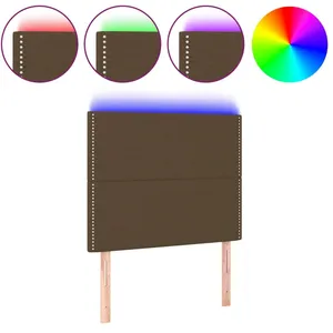 vidaXL Tête de lit à LED Marron foncé 80x5x118/128 cm Tissu pas cher