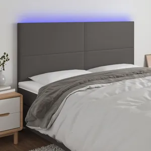 vidaXL Tête de lit à LED Gris 180x5x118/128 cm Similicuir pas cher