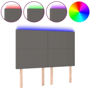 Comparateur de prix : vidaXL Tête de lit à LED Gris 144x5x118/128 cm Similicuir